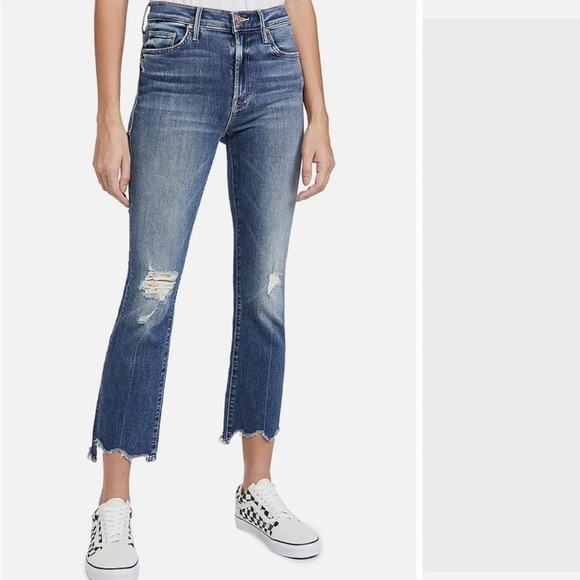 MOTHER THE INSIDER CROP STEP CHEW JEANS